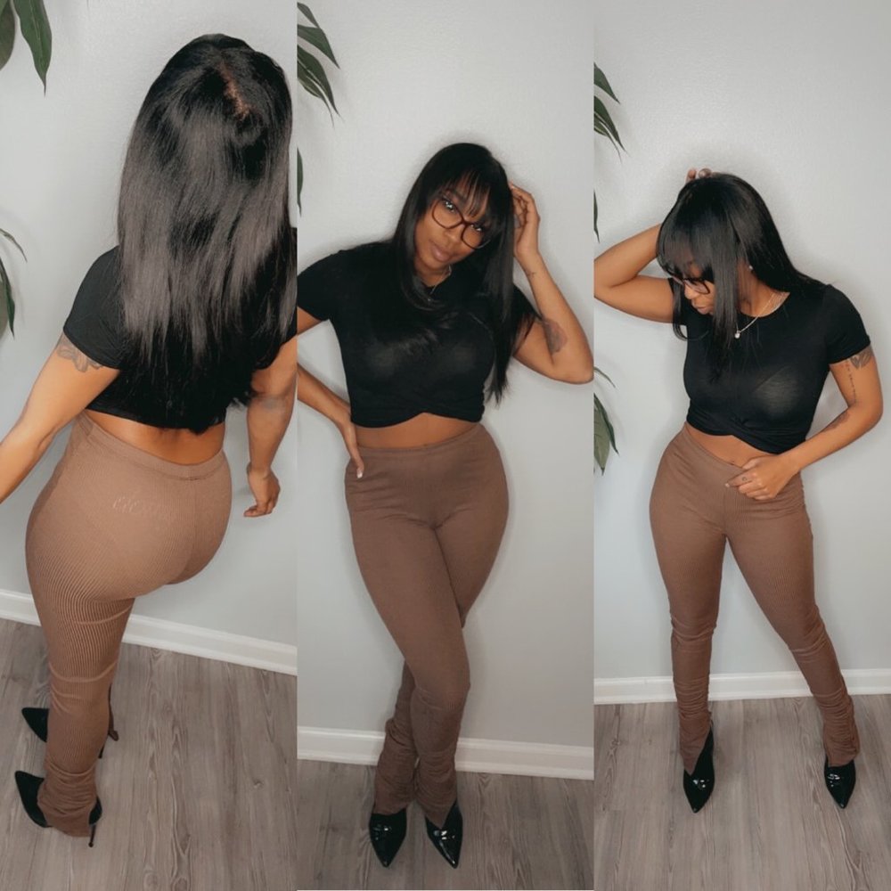 Cocoa Scrunch Leggings Ribbed Leggings Slit Leggings